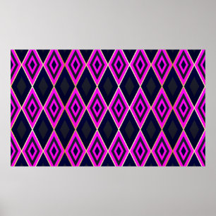 Trellis rhombus formt geometrisch nahtloses Muster Poster