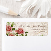 Trellis Rose Vintage Karte Postadressen-Etikett (Insitu)