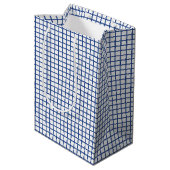 Trellis True Blue - Weiß Mittlere Geschenktüte (Rückseite Schrägansicht)