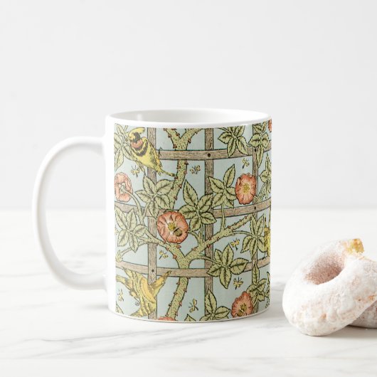 Trellis von William Morris, Vintag Garden Textile Kaffeetasse (Mit Donut)