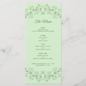 Trellis White Vine Heart on Mint Flat Menu Menükarte (Vorderseite)