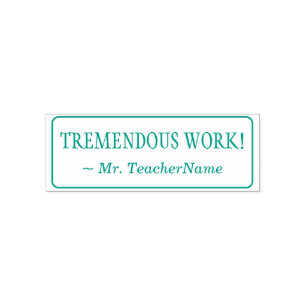 "TREMENDOUS ARBEIT!" + Pädagogik Name Rubber Brief Permastempel