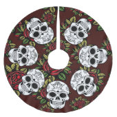 Tremor Weihnachtsretro Schädel Rose chic Polyester Weihnachtsbaumdecke (Vorderseite)