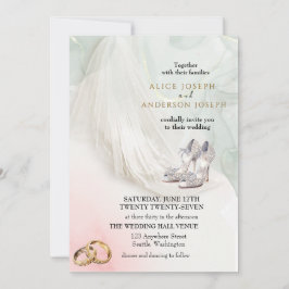 Trenby Bride Veil Green Wedding Einladung