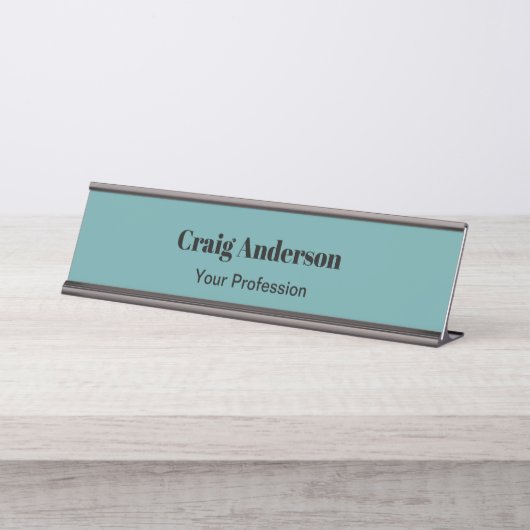 Trend Beruflich Schlicht Modernes Elegantes Cadet Schreibtischnamensplakette (Vorderseite )