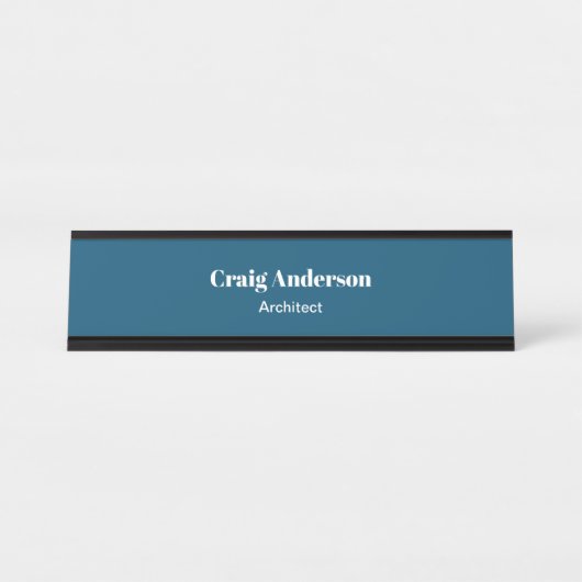 Trend Beruflich Schlicht Modernes Elegantes Meer B Schreibtischnamensplakette (Vorderseite )