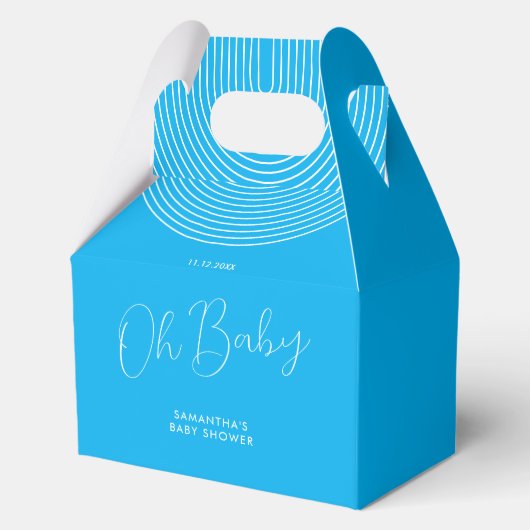 Trend Blau Baby Shower Skript Geschenkschachtel (Vorderseite)