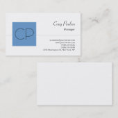 Trend Blue Strip Monogram White Business Card Visitenkarte (Vorne/Hinten)