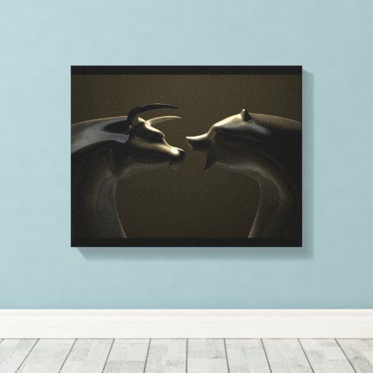 Trend Bronze Castings auf dem Bull and Bear Market Leinwanddruck (Insitu (Holzboden))