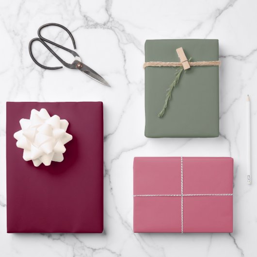 Trend Color Burgundy Pink Sage Geschenkpapier Set (Vorderseite)