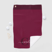 Trend Color - Dark Burgundy Script Golf Towel Golfhandtuch (Insitu)