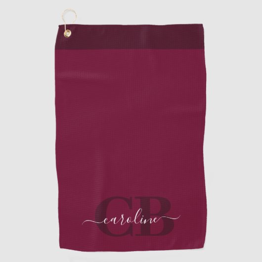 Trend Color - Dark Burgundy Script Golf Towel Golfhandtuch (Vorderseite)