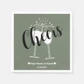 Trend Color Mute Greenish Gray Cheers Napkins Serviette (Vorderseite)