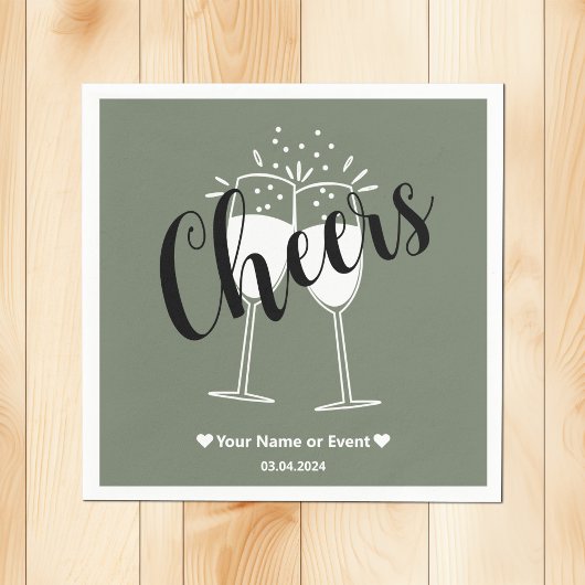 Trend Color Mute Greenish Gray Cheers Napkins Serviette