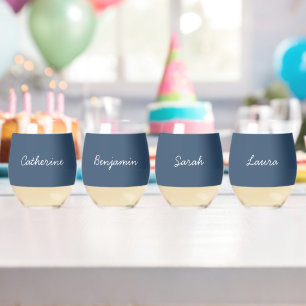 Trend Color Serious Blue Personalizable Brillen Weinglas Ohne Stiel
