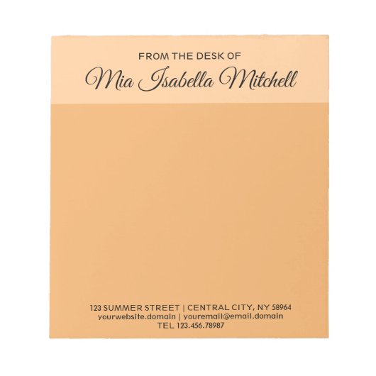 Trend Color - Soft Orange Business Notepad Notizblock (Vorderseite)
