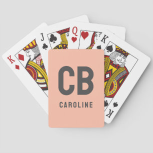 Trend Color Soft Peach Grau Monogram Playing Cards Spielkarten