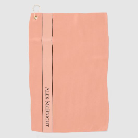 Trend Color Soft Peach Modern Name Golf Handtuch (Vorderseite)