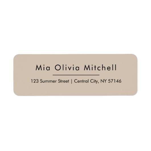 Trend Color Soft Taupe Einfache Adressenmarken (Vorne)