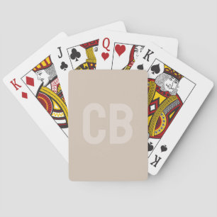 Trend Color Soft Taupe Monogramm Playing Cards Spielkarten