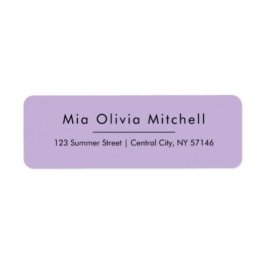 Trend Color Soft Violet Einfache Adressenmarken (Vorne)
