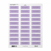 Trend Color Soft Violet Einfache Adressenmarken (Vorne)