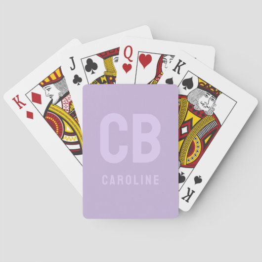 Trend Color Soft Violet Monogram Playing Cards Spielkarten (Rückseite)