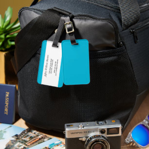 Trend Color - Vivid Cyan Customizable Luggage Tag Gepäckanhänger