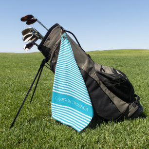 Trend Color - Vivid Cyan Name Golf Towel - Golfhandtuch