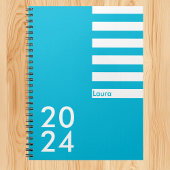 Trend Color - Vivid Cyan Name & Year Notebook Notizblock
