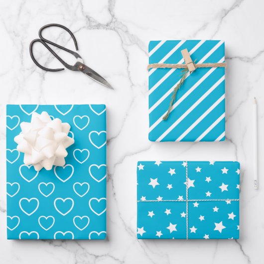 Trend Colors - Vivid Cyan Color - Muster Geschenkpapier Set (Vorderseite)