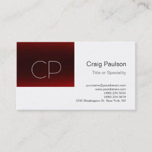 Trend Dark Red Strip White Monogram Business Card Visitenkarte