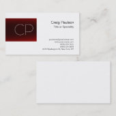 Trend Dark Red White Monogram Business Card Visitenkarte (Vorne/Hinten)