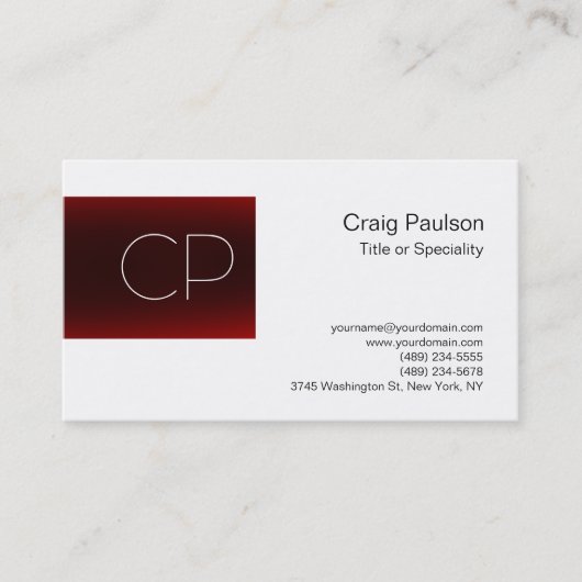 Trend Dark Red White Monogram Business Card Visitenkarte (Vorderseite)