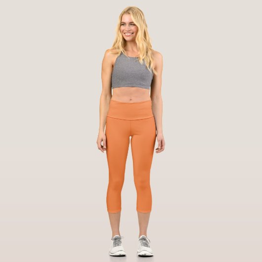 Trend Farbe Frische Mandarine Hoch waisted Capris (Vorderseite)