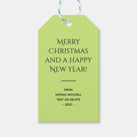 Trend Farbe Frühling Grün Minimalistisch Geschenkanhänger (Vorderseite)