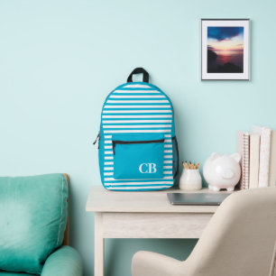 Trend-Farbe - gedruckter, lebhafter Cyan-Streifen Bedruckter Rucksack