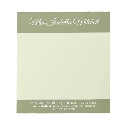 Trend-Farbe - Grüner Business-Notepad Notizblock (Vorderseite)