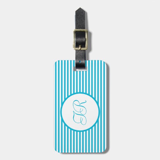 Trend Farbe: lebhafte Cyan Stripes - Gepäckmarke Gepäckanhänger (Vorderseite vertikal)