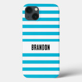 Trend Farbe - lebhafter Cyan Strichen Case-Mate iPhone Hülle (Rückseite)