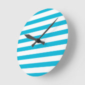Trend Farbe: lebhafter Cyan Stripes Round Clock Runde Wanduhr (Winkel)