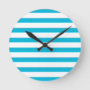Trend Farbe: lebhafter Cyan Stripes Round Clock Runde Wanduhr