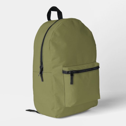 Trend Farbe - Olive Green Printed Backpack Bedruckter Rucksack (Rückseitige Ecke links)