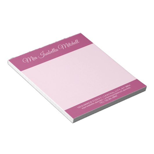 Trend Farbe - Rosa Lila Berry Business Notepad Notizblock (angewinkelt)