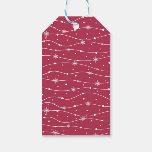 Trend Farbe - Warm rosa Schneeflockenprägung Geschenkanhänger (Rückseite)