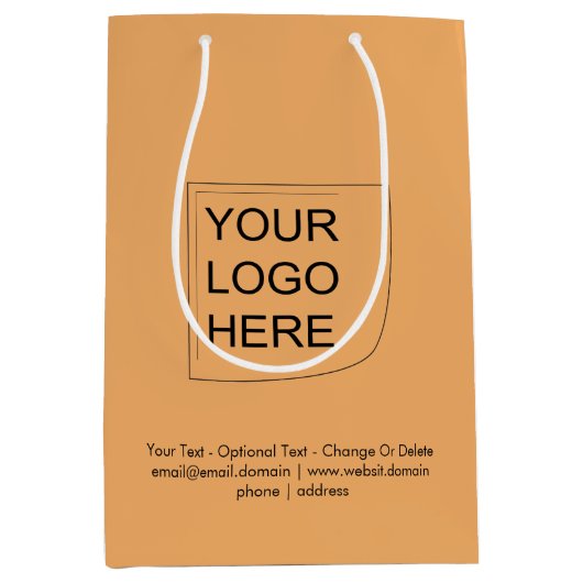 Trend Farbe - weiche Orange Medium Logo Geschenktü Mittlere Geschenktüte (Vorderseite)