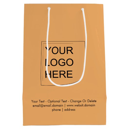 Trend Farbe - weiche Orange Medium Logo Geschenktü Mittlere Geschenktüte (Rückseite)