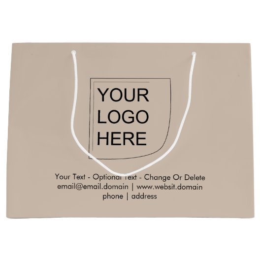 Trend Farbe - weiche Taupe Großlogotbeutel Große Geschenktüte (Vorderseite)