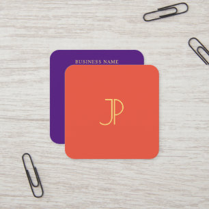 Trend-Farben für Monogramm-Gold-Look Moderne Vorl Quadratische Visitenkarte