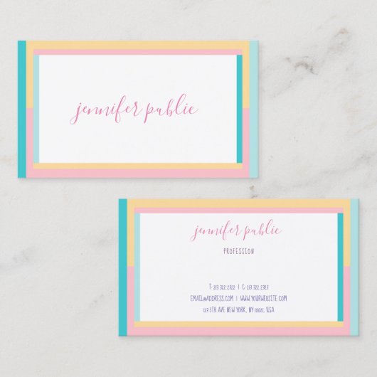 Trend-Farben Handgeschriebene Namenstexte Einfache Visitenkarte (Vorne/Hinten)